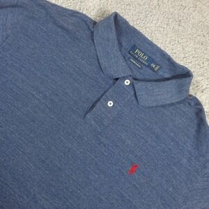 Polo Ralph Lauren Mens Shirt Custom Slim Fit Red Pony‎ Logo XXL S/S Heather Blue